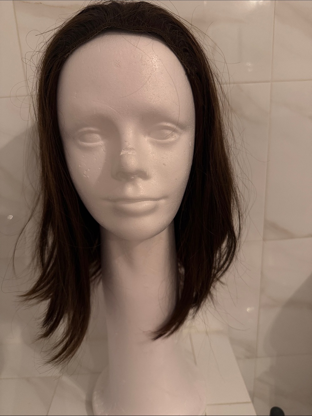 Classic Shoulder-Length human hair  fall/ wig   in Dark Brown color 6/8 14 inche